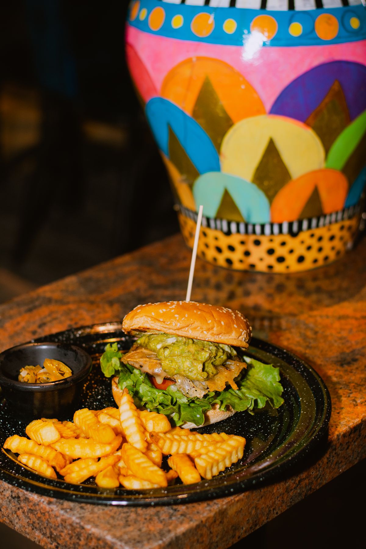 Morgans Burger with fries